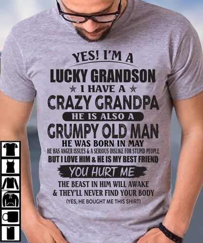 MAY - LUCKY GRANDSON OF CRAZY GRANDPA -  PERFECT GIFT FROM GRANDPA - NGHL05 (SKU12-145-05)