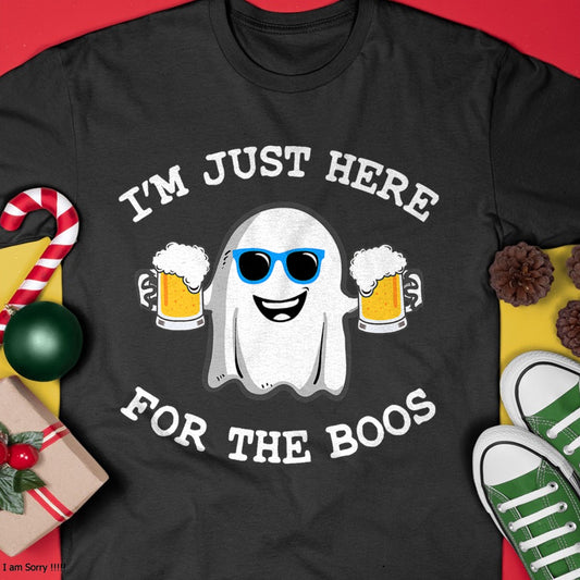 Funny Halloween I'm just here for the boos costume gift T-Shirt - Halloween Unisex T-Shirt/Hoodie - NGHL00