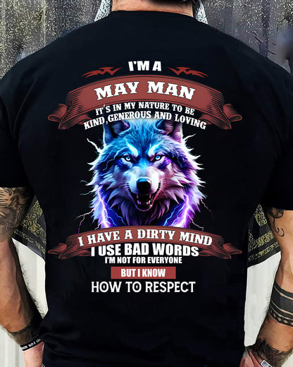MAY - KNOW HOW TO RESPECT - BIRTHDAY T-SHIRT FOR MEN - NGHL05 (SKU12-312-05)