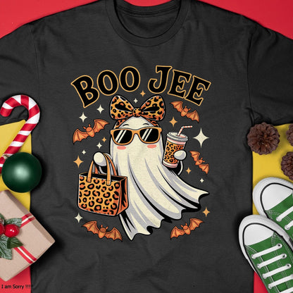Coquette Leopard Ghost Coffee Boo JEE Halloween Boujee Ghost - Halloween Unisex T-Shirt/Hoodie - NGHL00