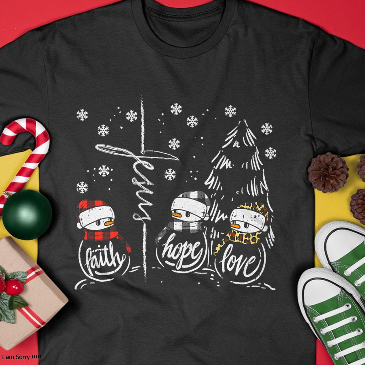 Faith Hope Love Jesus Snowman Plaid Leopard Christmas Gift T-Shirt - Christmas Unisex T-Shirt/Hoodie/Sweatshirt - NGHL00