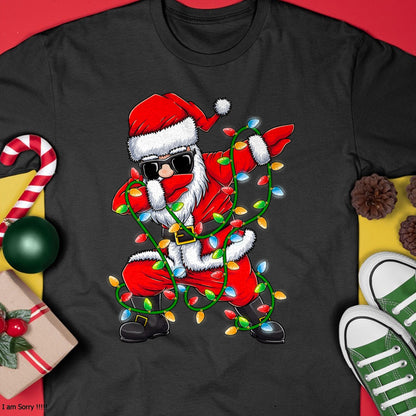 Dabbing Santa Xmas Lights Girls Boys Kids Christmas Gifts T-Shirt - Christmas Unisex T-Shirt/Hoodie/Sweatshirt - NGHL00
