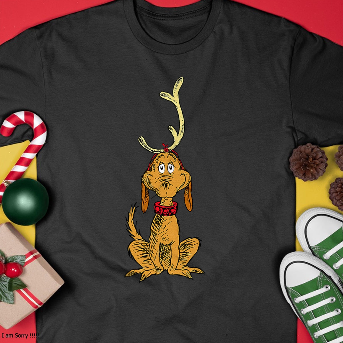 Dr. Seuss mens Classic Dr Seuss Reindeer Max T shirt, Black, Small US - Christmas Unisex T-Shirt/Hoodie/Sweatshirt - NGHL00