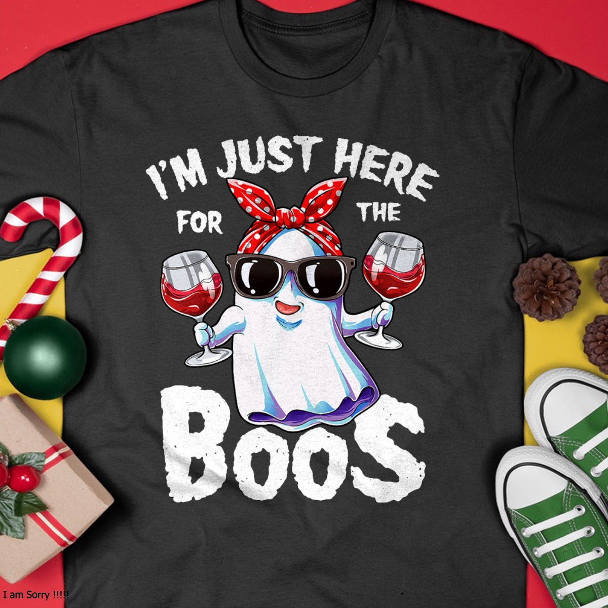 I'm Just Here For The Boos Halloween Women Ghost Cute Funny T-Shirt - Halloween Unisex T-Shirt/Hoodie - NGHL00