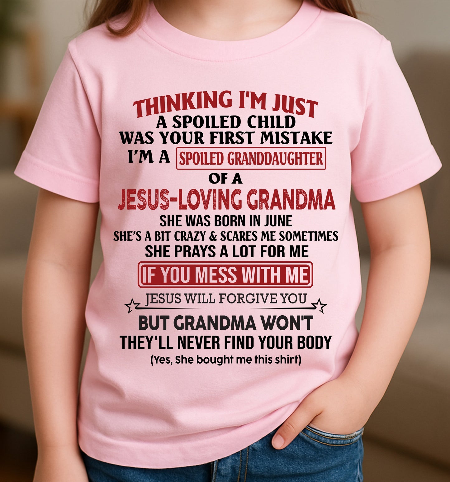 Christian Girl Shirt – Spoiled by Grandma June Edition – From Grandma to Granddaughter NGHL06 (SKU07-181-06)