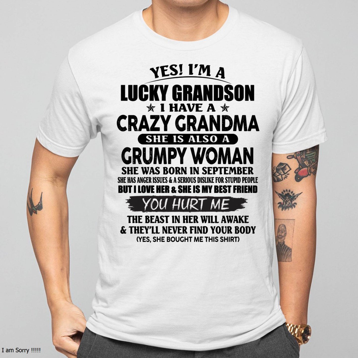 SEPTEMBER - LUCKY GRANDSON OF CRAZY GRANDMA -  PERFECT GIFT FROM GRANDMA - NGHL09 (SKU12-113-09)