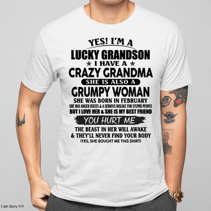 FEBRUARY - LUCKY GRANDSON OF CRAZY GRANDMA -  PERFECT GIFT FROM GRANDMA - NGHL02 (SKU12-113-02)