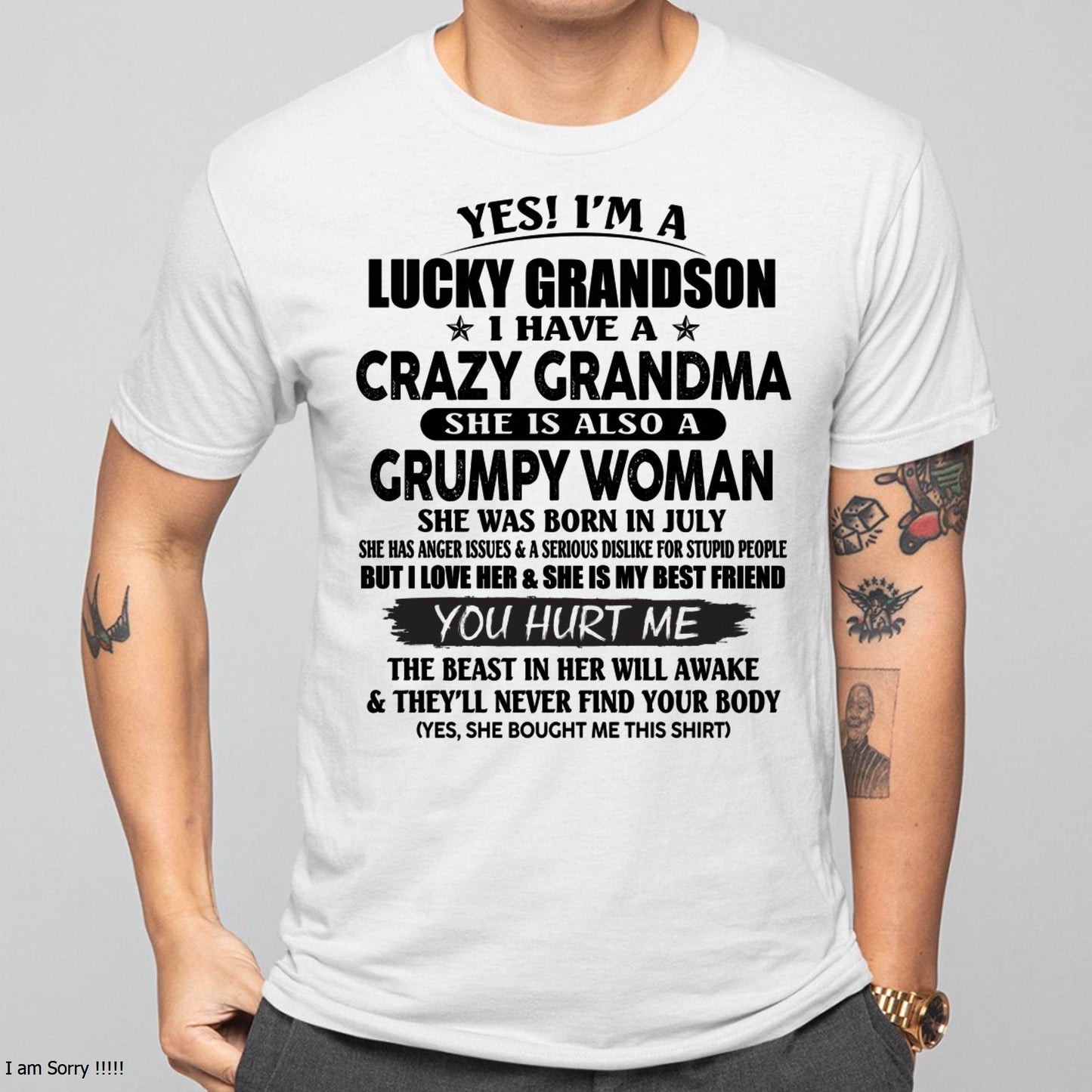 JULY - LUCKY GRANDSON OF CRAZY GRANDMA -  PERFECT GIFT FROM GRANDMA - NGHL07 (SKU12-113-07)