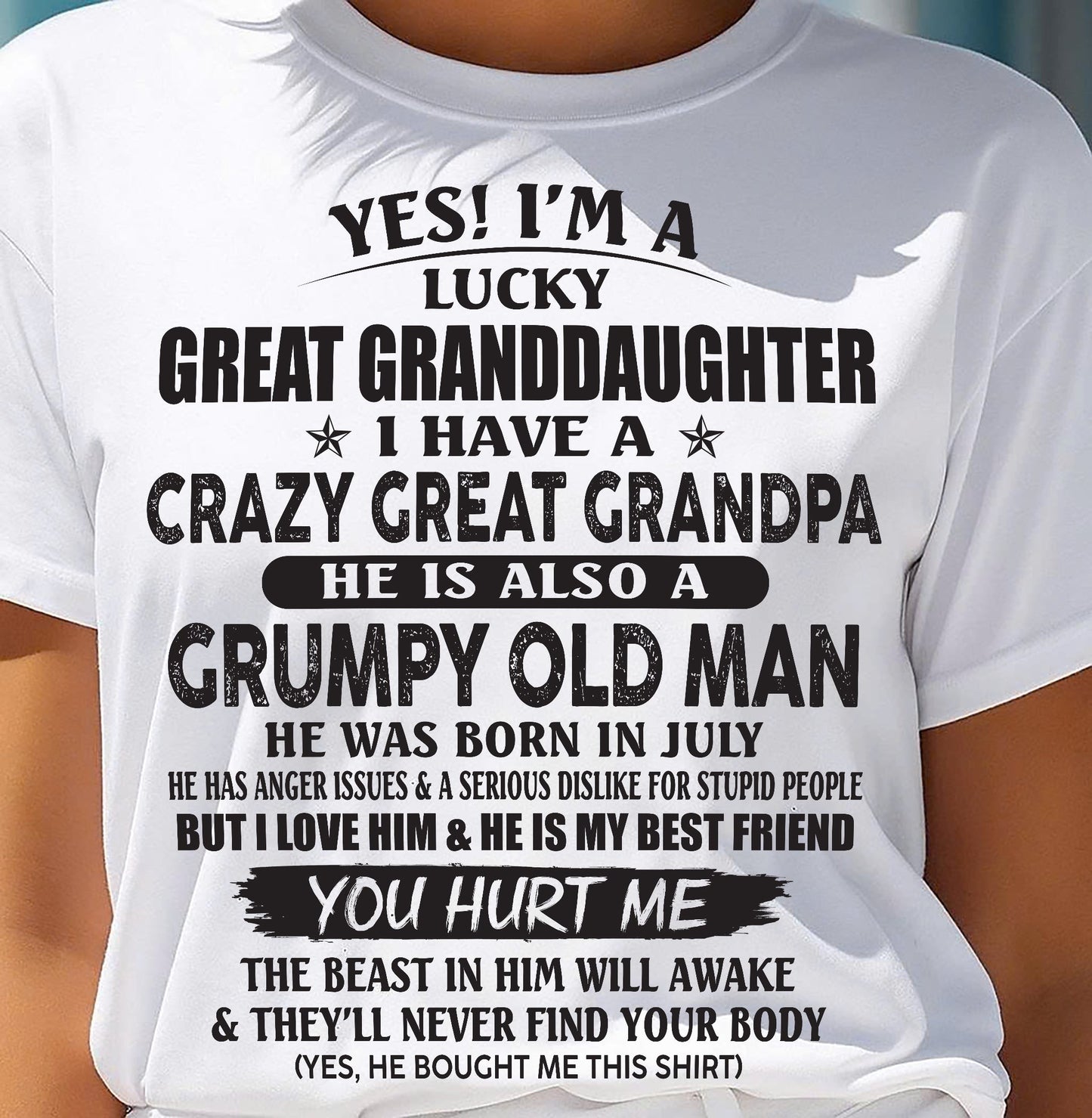 JULY - LUCKY GREAT GRANDDAUGHTER OF CRAZY GREAT GRANDPA - PERFECT GIFT FROM GREAT GRANDPA - NGHL07 (SKU12-287-07)