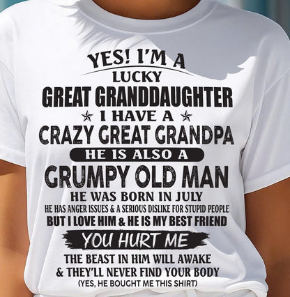 JULY - LUCKY GREAT GRANDDAUGHTER OF CRAZY GREAT GRANDPA - PERFECT GIFT FROM GREAT GRANDPA - NGHL07 (SKU12-287-07)