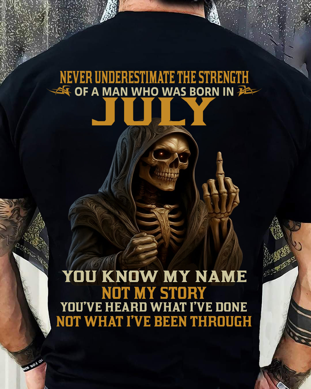 JULY - NEVER UNDERESTIMATE - BIRTHDAY T-SHIRT FOR MEN - NGHL07 (SKU26T-01-06-07)