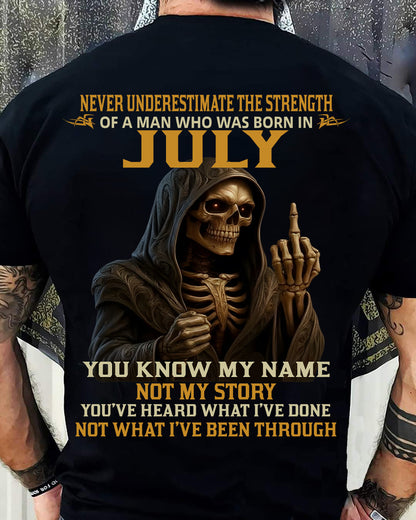 JULY - NEVER UNDERESTIMATE - BIRTHDAY T-SHIRT FOR MEN - NGHL07 (SKU26T-01-06-07)