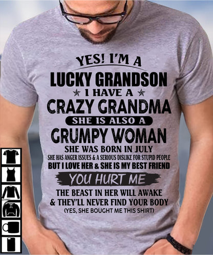 JULY - LUCKY GRANDSON OF CRAZY GRANDMA -  PERFECT GIFT FROM GRANDMA - NGHL07 (SKU12-113-07)