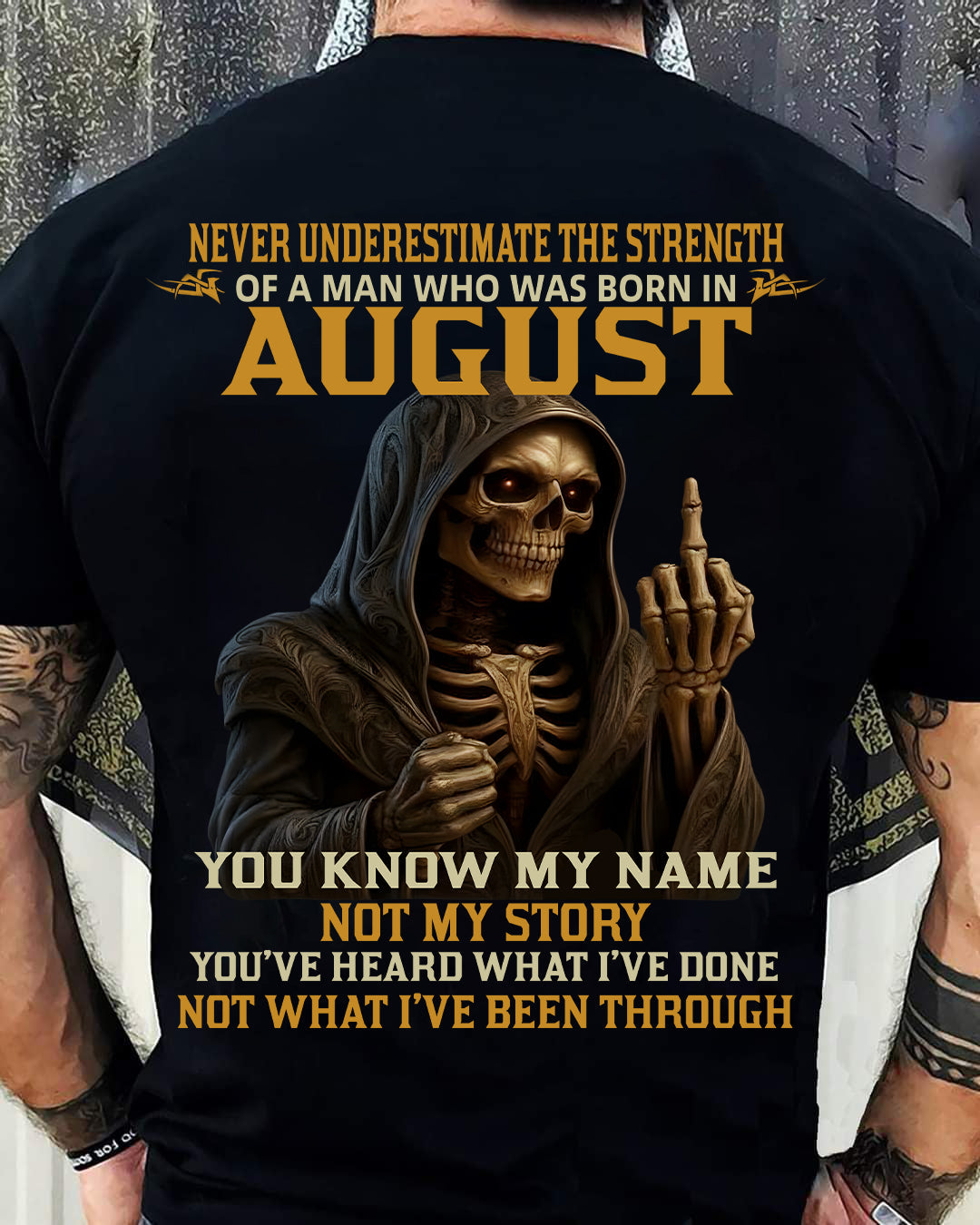 AUGUST - NEVER UNDERESTIMATE - BIRTHDAY T-SHIRT FOR MEN - NGHL08 (SKU26T-01-06-08)