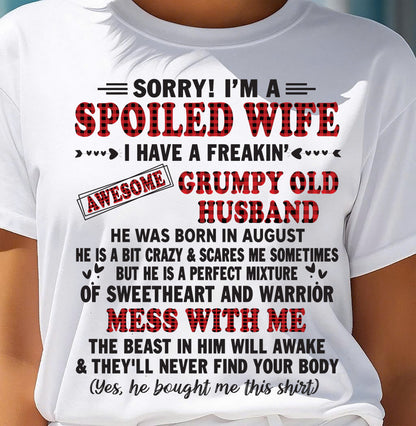 AUGUST - SPOILED WIFE OF AWESOME GRUMPY OLD HUSBAND - PERFECT GIFT FROM HUSBAND - NGHL08 (SKU12-111-08)