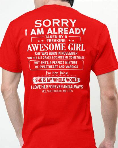 November - Awesome girl - Perfect gift for your boyfriend - (SKU04-86-11) - From Wife NGHL11