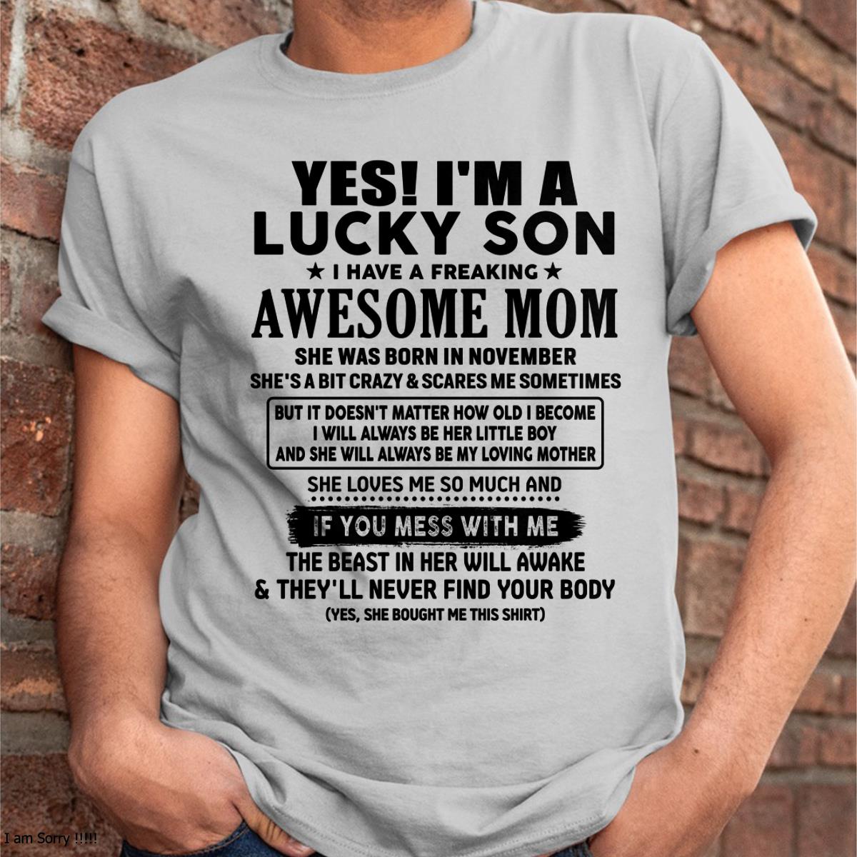 November - I am Lucky Son - Gift For Son From Mom - NGHL11 - (SKU-T1206LMS-11)