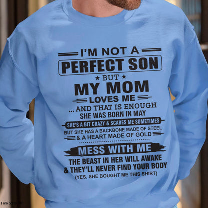 May - "I'M NOT A PERFECT SON BUT MY MOM LOVES ME" - Birthday Gift From May Mom / Woman - NGHL05 (SKU10-147-05)