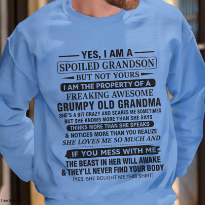 Yes I’m A Stubborn Grandson T-Shirt – Birthday Gift From Grandma / Woman - NGHL00 (SKU10-171-00)