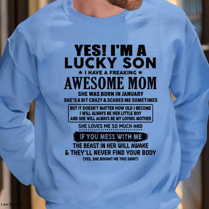 January - I am Lucky Son - Gift For Son From Mom - NGHL01 - (SKU-T1206LMS-01)