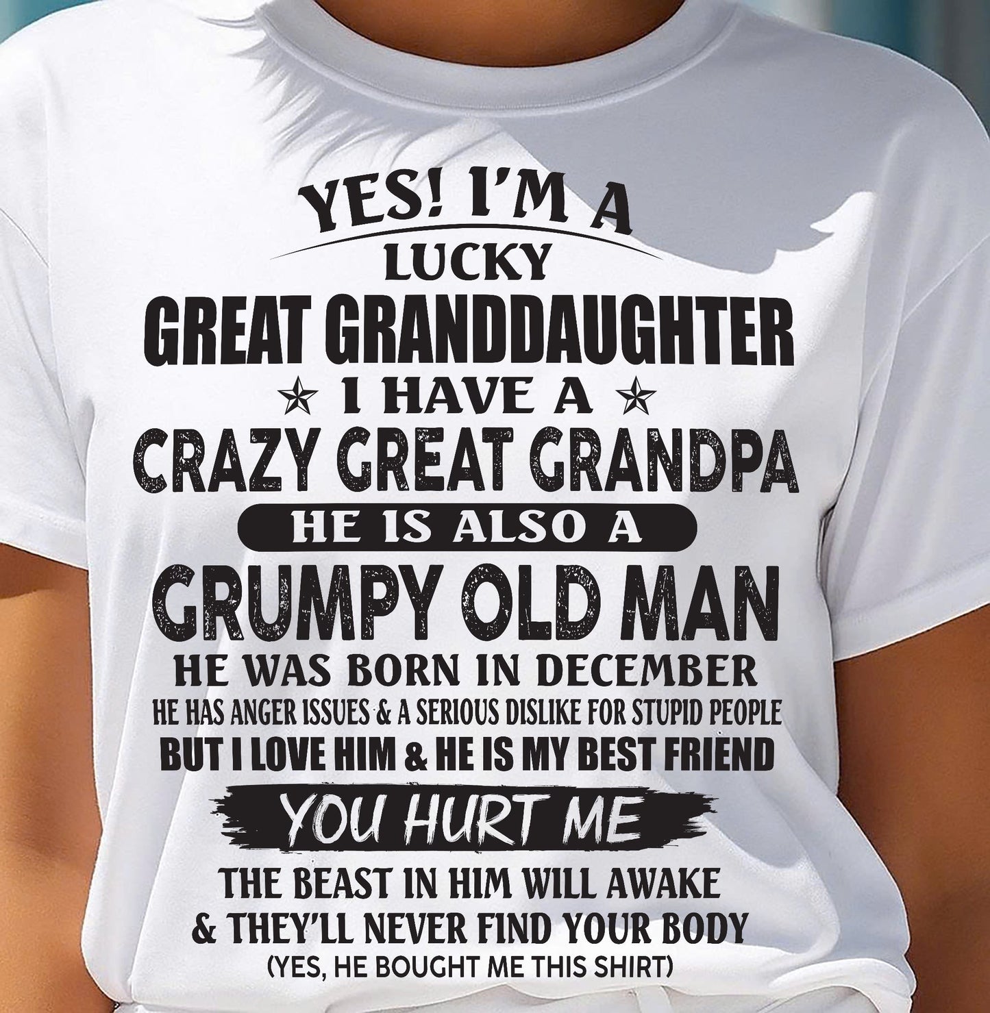 DECEMBER - LUCKY GREAT GRANDDAUGHTER OF CRAZY GREAT GRANDPA - PERFECT GIFT FROM GREAT GRANDPA - NGHL12 (SKU12-287-12)
