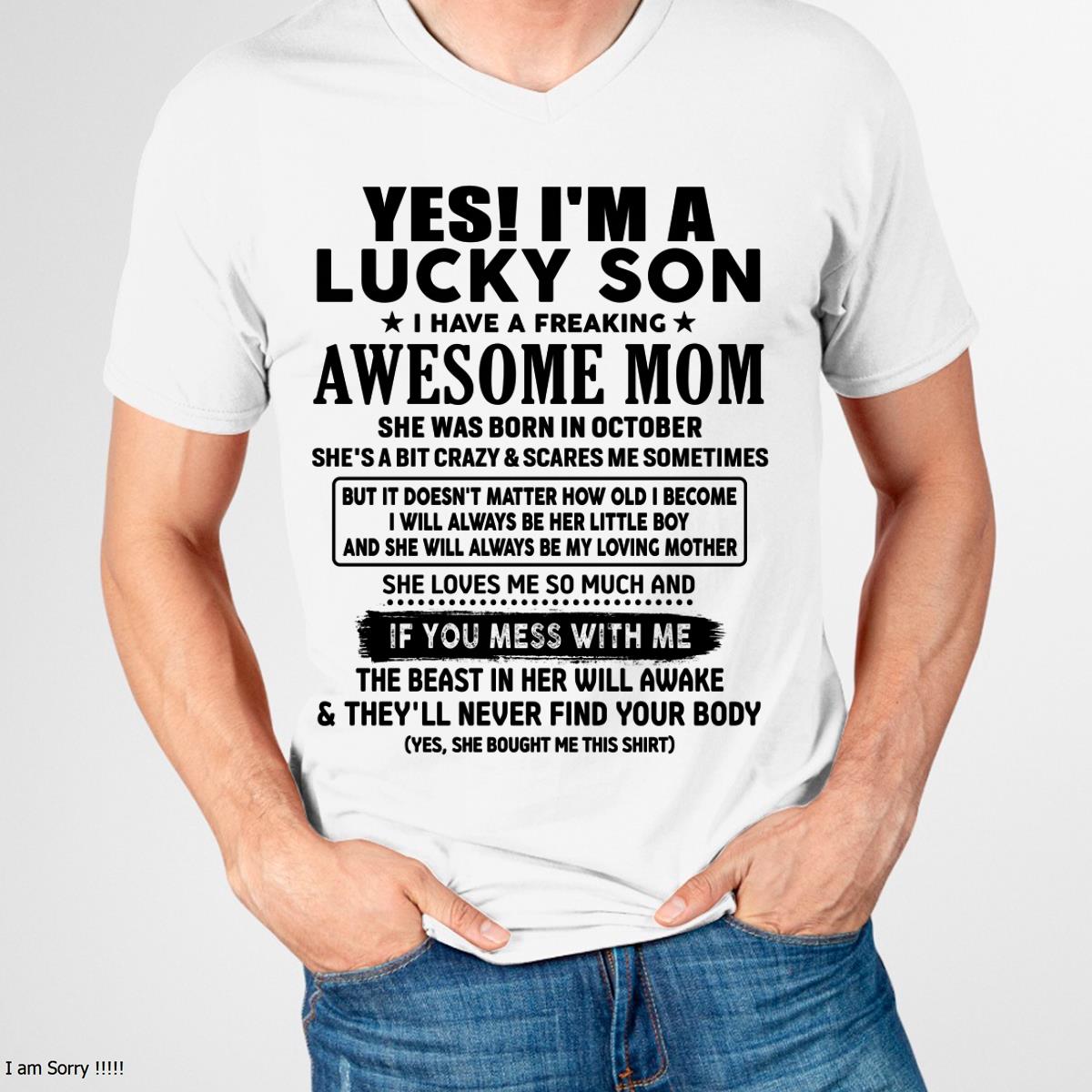 October - I am Lucky Son - Gift For Son From Mom - NGHL10 - (SKU-T1206LMS-10)
