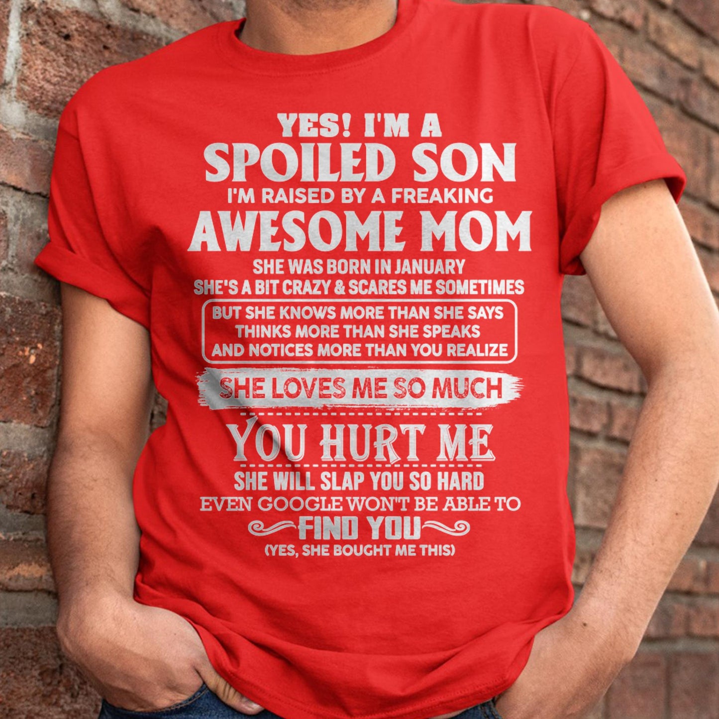 January - Awesome Mom - Perfect Gift For Your Spoiled Son From Mom - NGHL01 (SKU05-47-01)
