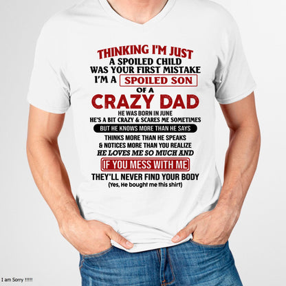 June - I Am Spoiled Son Of A Crazy Dad - Gift for Son From Dad - NGHL06 (SKU-TDS-SPOILED-06)