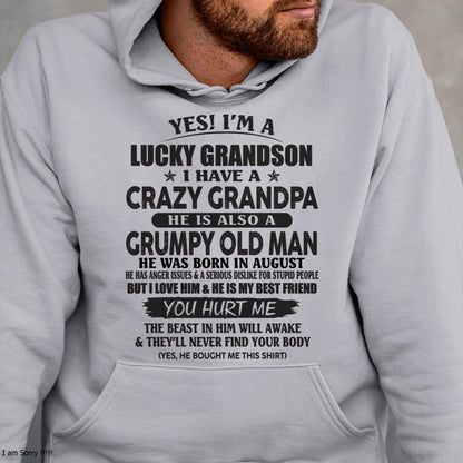 AUGUST - LUCKY GRANDSON OF CRAZY GRANDPA -  PERFECT GIFT FROM GRANDPA - NGHL08 (SKU12-145-08)