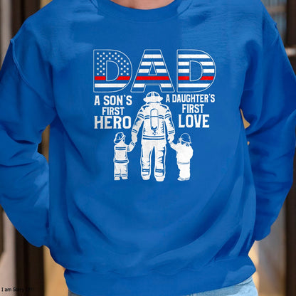 Proud Firefighter Dad Daddy Fireman Dad Father’s day Men T-Shirt - Gift From Dad Unisex T-Shirt/Hoodie - NGHL00 (SKUT-2310EMAILDS-44)