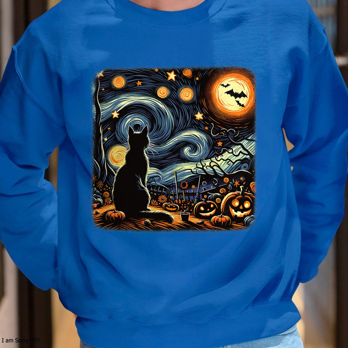 Halloween Black Cat Van Gogh Starry Night Cat Lovers Cat T-Shirt - Halloween Unisex T-Shirt/Hoodie - NGHL00 (Copy)