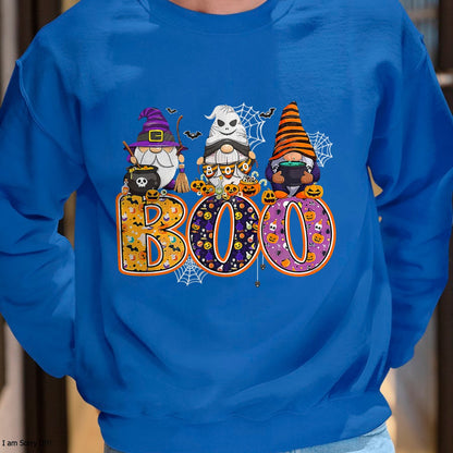 Funny Boo Witch Sipders Pumpkins Happy Halloween Gnome T-Shirt - Halloween Unisex T-Shirt/Hoodie - NGHL00