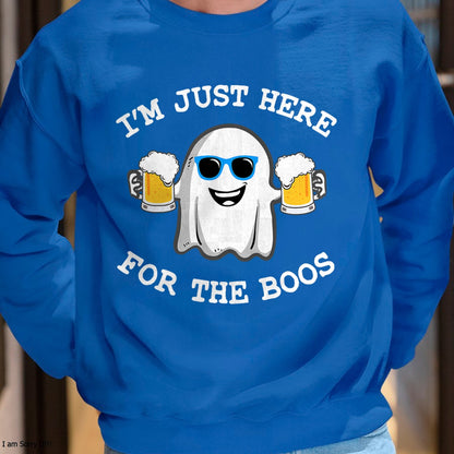 Funny Halloween I'm just here for the boos costume gift T-Shirt - Halloween Unisex T-Shirt/Hoodie - NGHL00