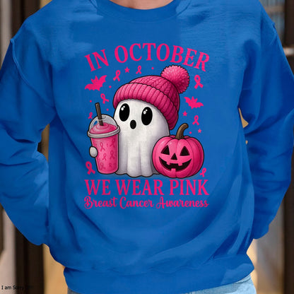 Breast Cancer Halloween Women in October We Wear Pink T-Shirt - Halloween Unisex T-Shirt/Hoodie - NGHL00