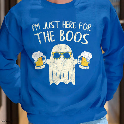 Im Just Here for the Boos Funny Gift Halloween Ghost T-Shirt - Halloween Unisex T-Shirt/Hoodie - NGHL00