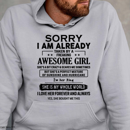 Sorry I Am Already Taken By A Freaking Awesome Girl - Gift For Husband From Wife - NGHL00 (SKU-TSRGIRL-00)
