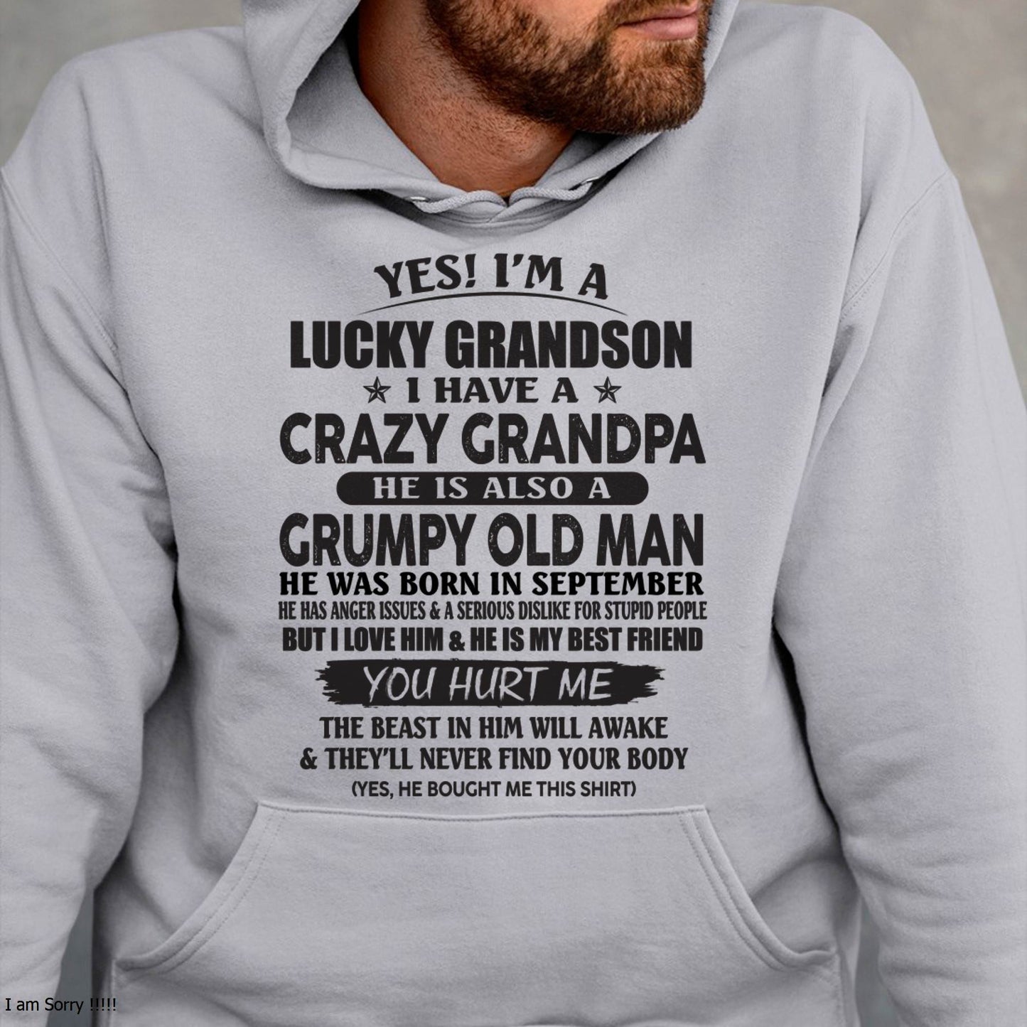 SEPTEMBER - LUCKY GRANDSON OF CRAZY GRANDPA -  PERFECT GIFT FROM GRANDPA - NGHL09 (SKU12-145-09)