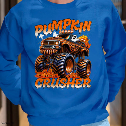 Pumpkin Crusher Monster Truck Ghosts Halloween for Boys T-Shirt - Halloween Unisex T-Shirt/Hoodie - NGHL00