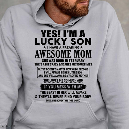 February - I am Lucky Son - Gift For Son From Mom - NGHL02 - (SKU-T1206LMS-02)