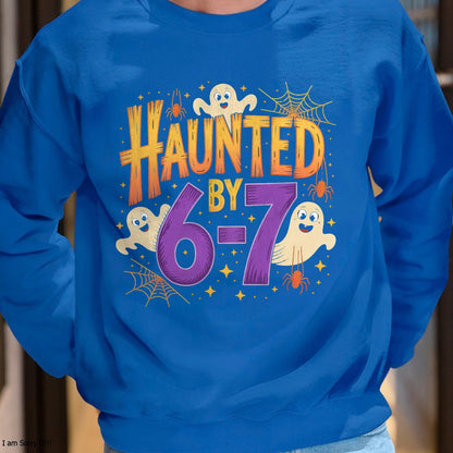 Haunted by 6-7 Halloween Ghosts and Spiders Design T-Shirt - Halloween Unisex T-Shirt/Hoodie - NGHL00