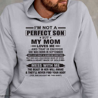 September - "I'M NOT A PERFECT SON BUT MY MOM LOVES ME" - Birthday Gift From September Mom / Woman - NGHL09 (SKU10-147-09)