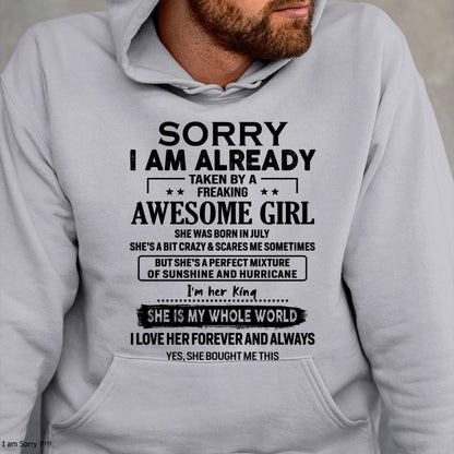 July - Sorry I Am Already Taken By A Freaking Awesome Girl - Gift For Husband From Wife - NGHL07 (SKU-TSRGIRL-07)