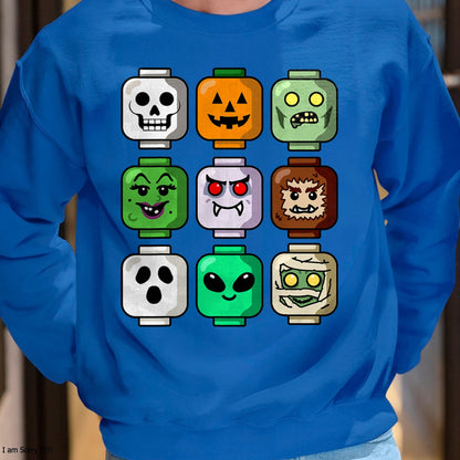 Halloween Building Brick Head Pumpkin Ghost Zombie Boys T-Shirt - Halloween Unisex T-Shirt/Hoodie - NGHL00