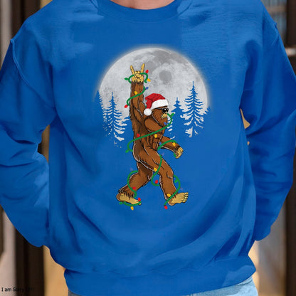 Bigfoot Santa Christmas Tree Lights Funny Xmas Sasquatch Long Sleeve T-Shirt - Christmas Unisex T-Shirt/Hoodie/Sweatshirt - NGHL00