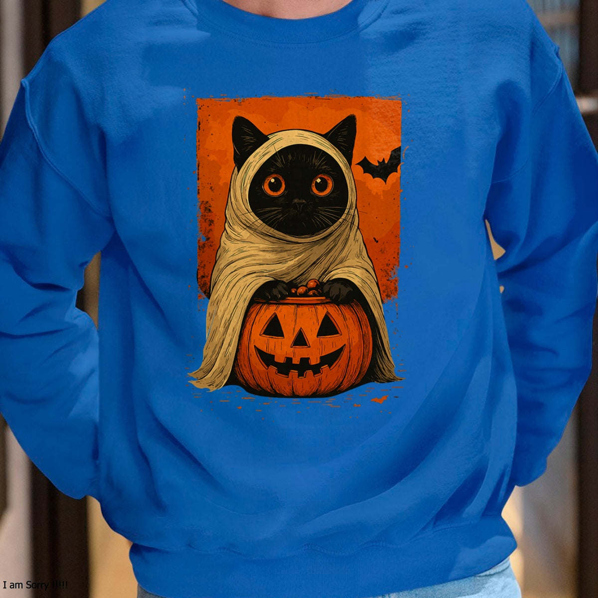 Funny Vintage Black Cat Halloween Pumpkin Spooky Ghost Women T-Shirt - Halloween Unisex T-Shirt/Hoodie - NGHL00
