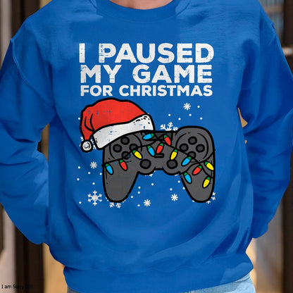 Paused My Game Christmas Gamer Xmas Men Boys Kids Youth Teen T-Shirt - Christmas Unisex T-Shirt/Hoodie/Sweatshirt - NGHL00
