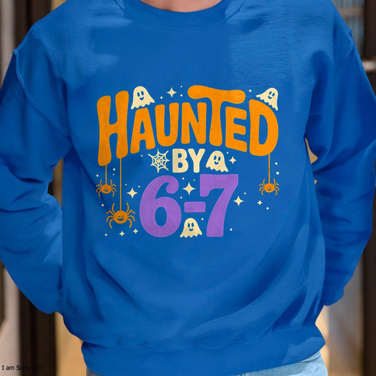 Haunted by 6-7 Halloween Ghosts and Spiders Design T-Shirt  - Halloween Unisex T-Shirt/Hoodie - NGHL00