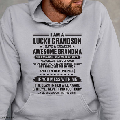 I Am A Lucky Grandson T-Shirt – Birthday Gift From Grandma / Woman - NGHL00 (SKU11-29-00)