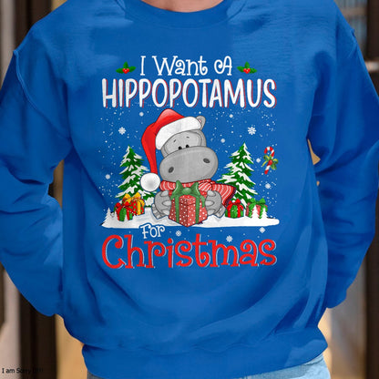 I Want A Hippopotamus For Christmas Xmas Hippo for Kid Women T-Shirt - Christmas Unisex T-Shirt/Hoodie/Sweatshirt - NGHL00