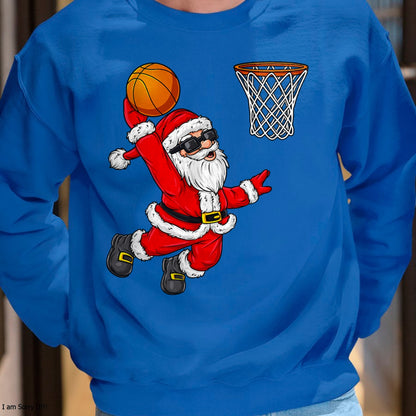 Christmas Santa Claus Dunking A Basketball Boys Kids Xmas T-Shirt - Christmas Unisex T-Shirt/Hoodie/Sweatshirt - NGHL00